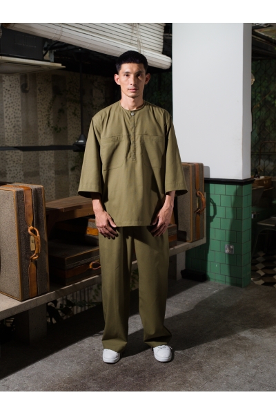 Kamara Kurta Set Loose Olive Green
