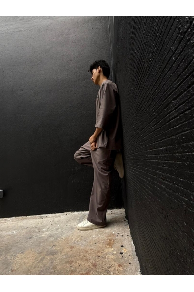 Hernang Kurta Set Loose, Taupe