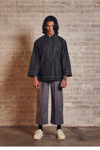 Kurta Long Sleeve Jirai, Black Denim