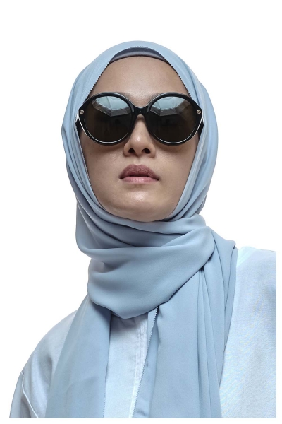 Nukma Chiffon Shawl - Baby Blue