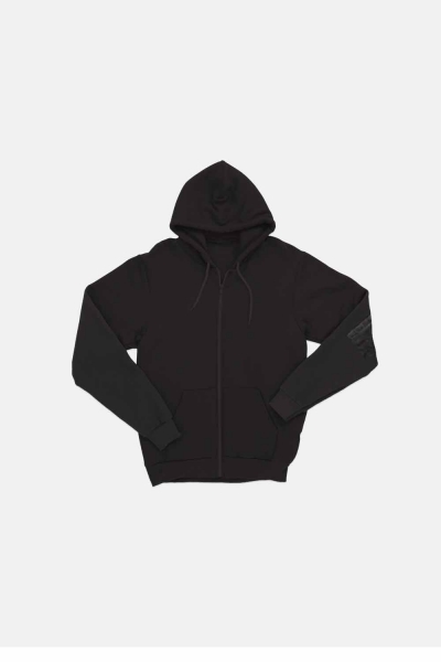 Hoodie Plain Zip - Black