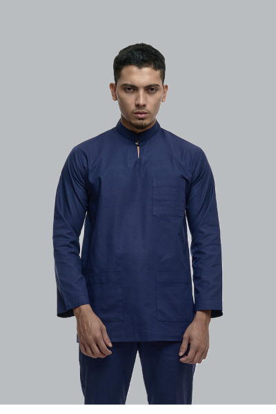 Baju Melayu Cekak Musang Hirami, Midnight Blue