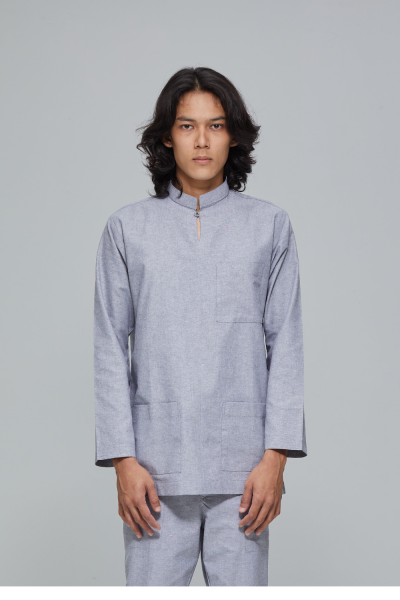 Baju Melayu Cekak Musang Hirami, Morning Grey
