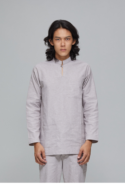 Baju Melayu Cekak Musang Hirami, Pastel Brown