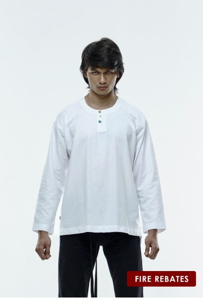 Kurta Long Sleeves Aky Color Buttons - White