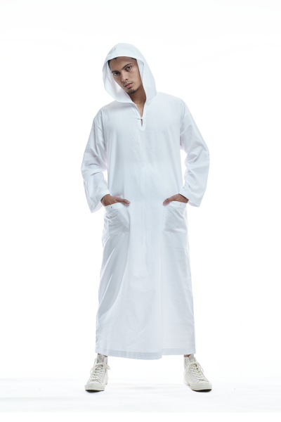 Oversized Jubah Hood Mook - White